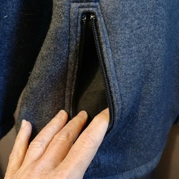 New Fleece Mock neck Sweatshirt XXL Blue Gray Owls contrast Full zip 2 pockets - Picture 6 of 11